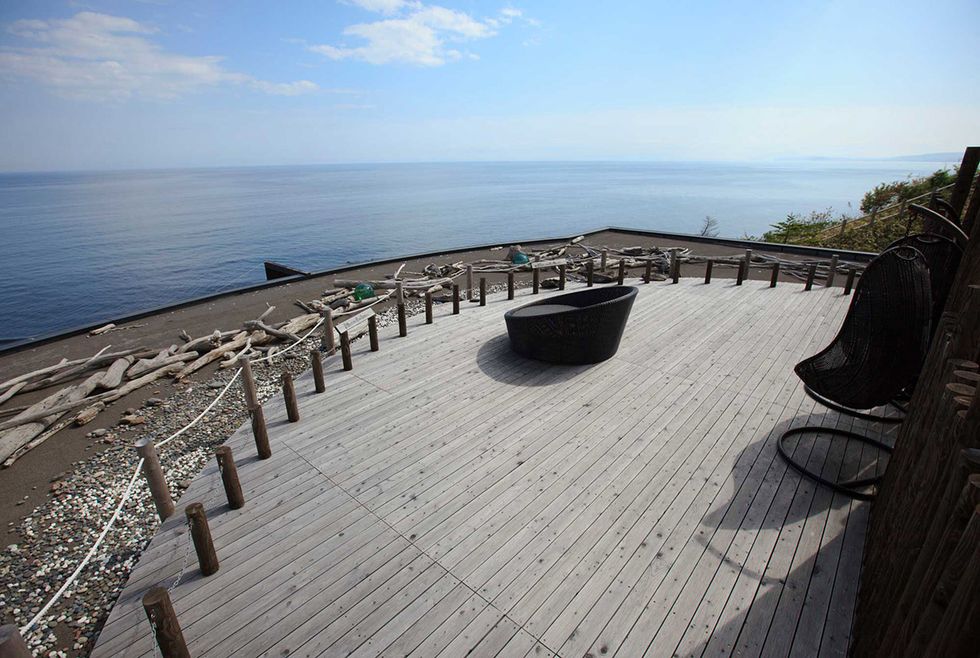 Horizon, Ocean, Sea, Deck, Outdoor furniture, Balcony, Outdoor table, Deck, Patio, Sound, 