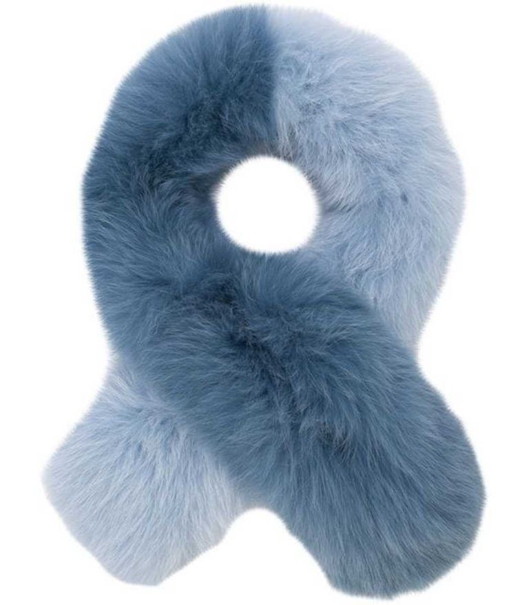 Fur, Blue, Scarf, Neck, Wool, Fashion accessory, Natural material, 