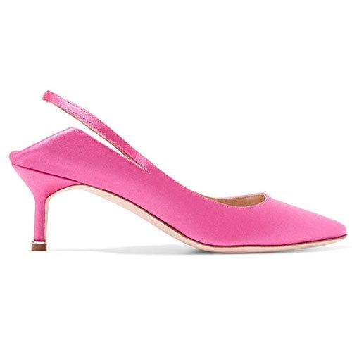 Footwear, Pink, High heels, Slingback, Sandal, Magenta, Shoe, Violet, Court shoe, Basic pump, 
