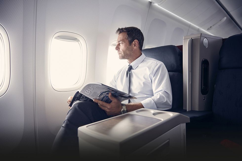 Airline, Businessperson, White-collar worker, Sitting, Air travel, 