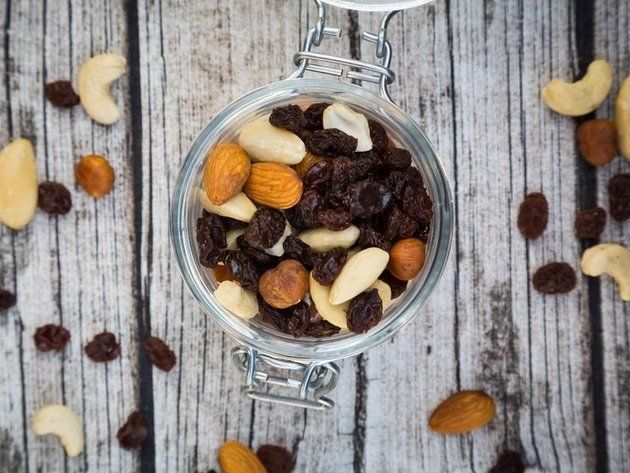Food, Mixed nuts, Cuisine, Dish, Snack, Ingredient, Trail mix, Almond, Vegetarian food, Dried fruit, 