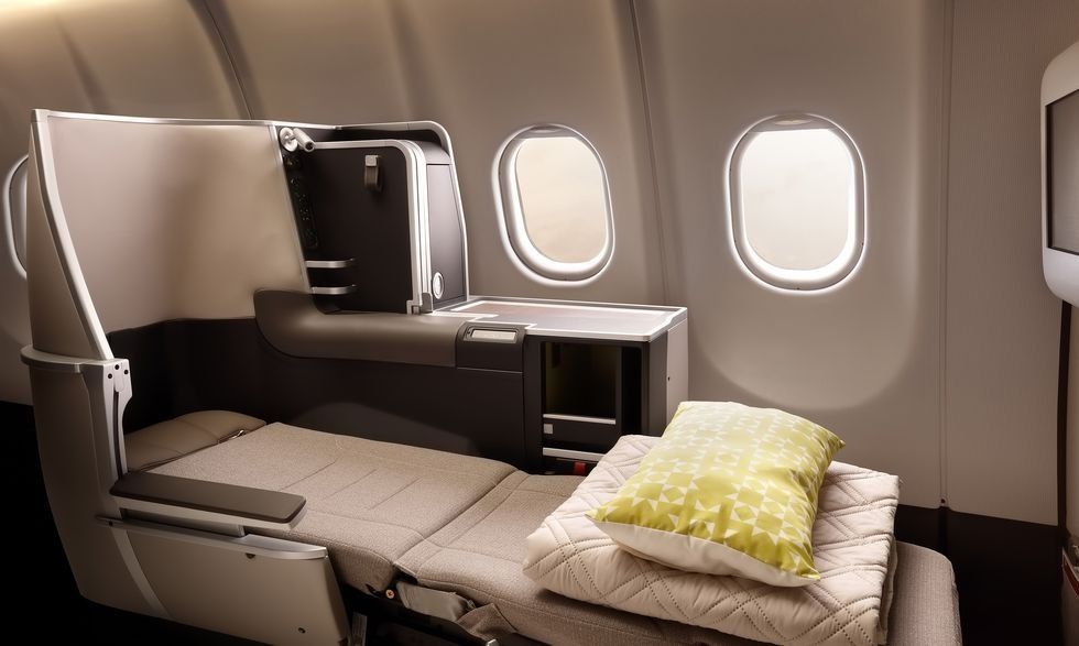 Room, Interior design, Furniture, Airplane, Vehicle, Business jet, Aircraft, Ceiling, Building, 