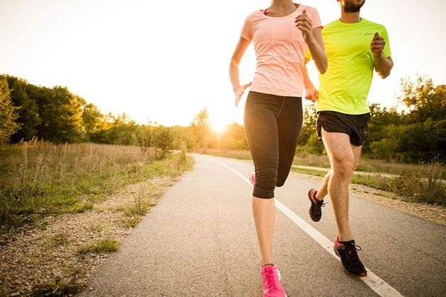 People in nature, Running, Jogging, Outdoor recreation, Recreation, Morning, Yellow, Individual sports, Exercise, Pink, 