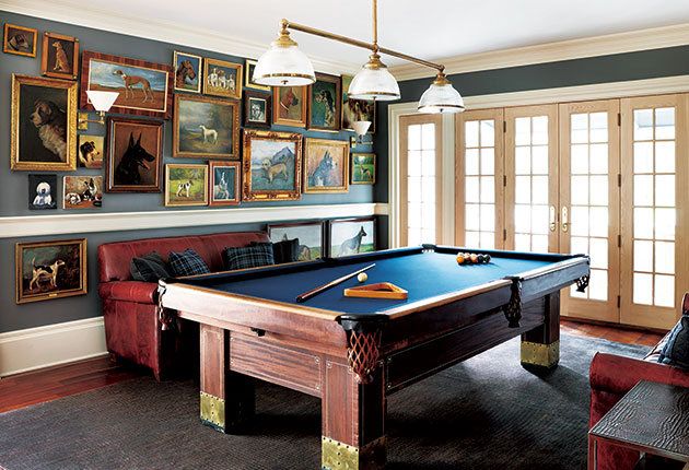 Billiard table, Indoor games and sports, Pool, Recreation room, Room, Wood, Billiard room, Table, Furniture, Interior design, 