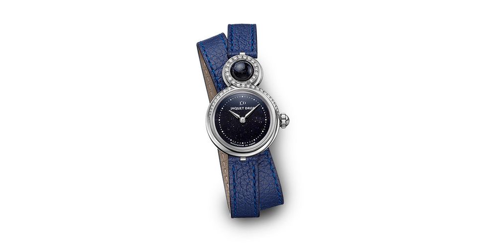 Analog watch, Watch, Watch accessory, Fashion accessory, Strap, Jewellery, Material property, Electric blue, Silver, Metal, 
