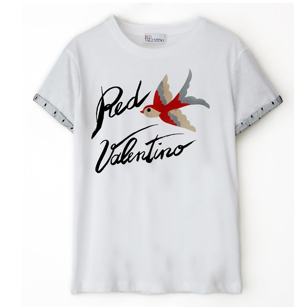 Product, Sleeve, White, T-shirt, Font, Logo, Carmine, Wing, Bird, Active shirt, 