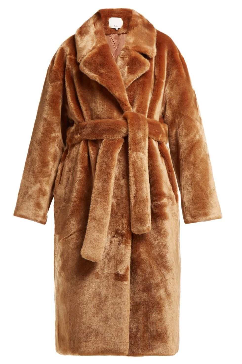 Clothing, Fur clothing, Fur, Coat, Outerwear, Brown, Overcoat, Sleeve, Robe, Trench coat, 