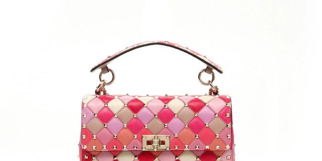 Handbag, Bag, Shoulder bag, Pink, Fashion accessory, Magenta, Material property, Pattern, Peach, Luggage and bags, 