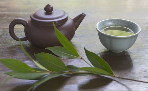Teapot, Green tea, Tableware, Leaf, Tea, Serveware, Cup, Chinese herb tea, Drink, Earl grey tea, 