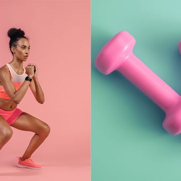 Pink, Dumbbell, Arm, Leg, Material property, Human leg, Muscle, Exercise equipment, Thigh, Child, 
