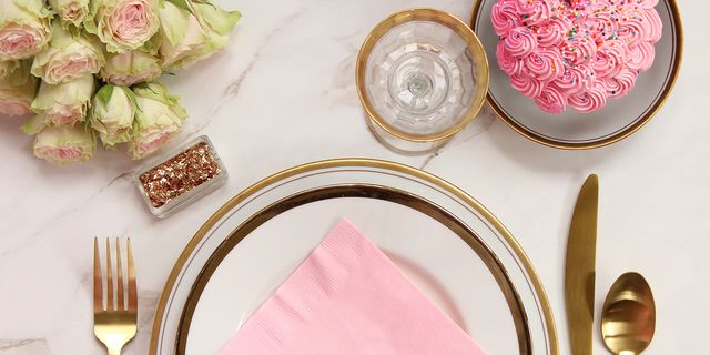 Pink, Napkin, Table, Linens, Fork, Tablecloth, Tableware, Cutlery, Textile, Food, 