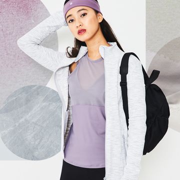 White, Clothing, Outerwear, Purple, Pink, Sleeve, Fashion, Jacket, Beanie, Headgear, 