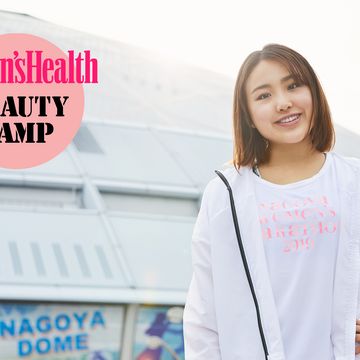 Pink, T-shirt, Skin, Outerwear, Font, Smile, White coat, Top, Sleeve, Photography, 