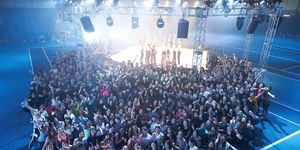 Crowd, People, Audience, Performance, Stage, Event, Sky, Music venue, Concert, Performing arts, 