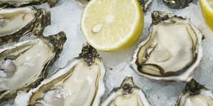 Oyster, Seafood, Oysters rockefeller, Food, Bivalve, Molluscs, Invertebrate, Mussel, Shellfish, Dish, 