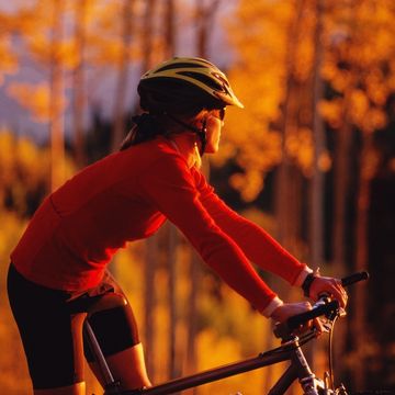 Bicycle, Cycle sport, Cycling, Orange, Autumn, Vehicle, Tree, Leaf, Cyclo-cross, Yellow, 