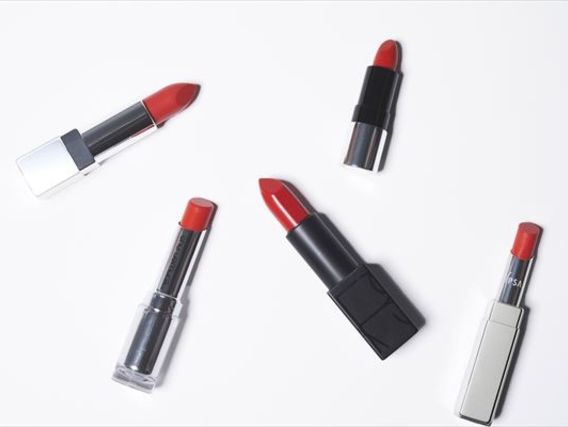 Red, Lipstick, Cosmetics, Product, Orange, Material property, Lip gloss, 