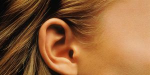 Ear, Hair, Face, Earrings, Organ, Close-up, Chin, Nose, Hearing, Neck, 