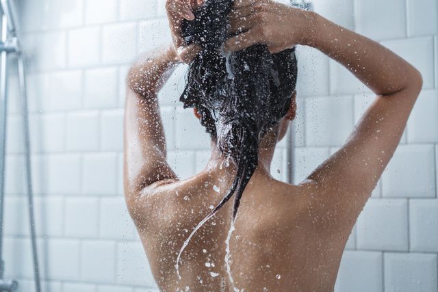 Hair, Shower, Water, Bathing, Skin, Washing, Beauty, Hand, Shoulder, Plumbing fixture, 