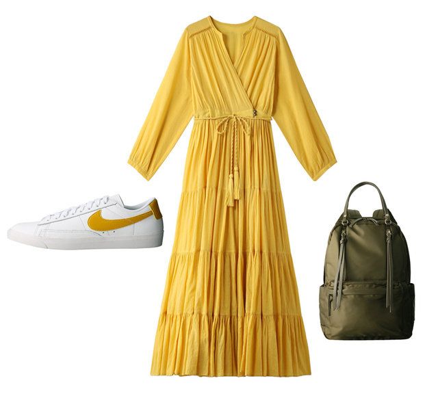Clothing, Yellow, Robe, Dress, Sleeve, Footwear, Outerwear, Clothes hanger, Shoe, 