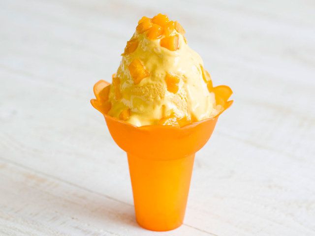 Food, Frozen dessert, Orange, Cuisine, Sorbetes, Dessert, Ice cream, Ice cream cone, Dish, Ingredient, 