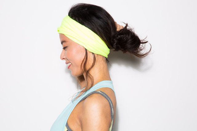 Hair, Clothing, Hair accessory, Headband, Hairstyle, Yellow, Chin, Fashion accessory, Headgear, Neck, 