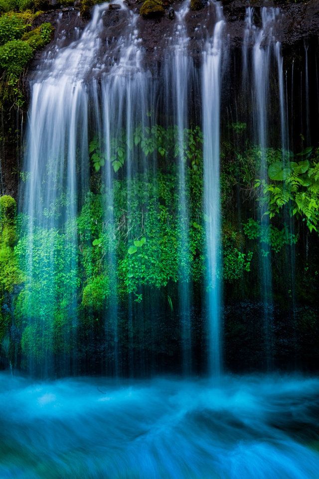 Waterfall, Body of water, Natural landscape, Nature, Water, Water resources, Green, Blue, Watercourse, Nature reserve, 