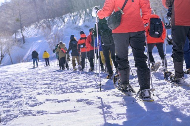 Snow, Winter, Geological phenomenon, Footwear, Recreation, Ski, Winter sport, Mountain, Fun, Snowshoe, 