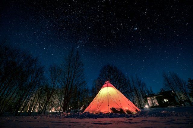 Night, Landscape, Star, Astronomical object, Space, Darkness, Tent, Astronomy, Winter, Midnight, 