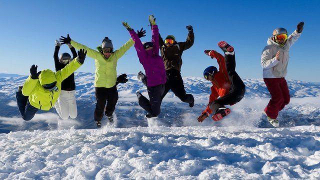 People in nature, Fun, Snow, Playing in the snow, Social group, Winter, Youth, Jumping, Friendship, Leisure, 