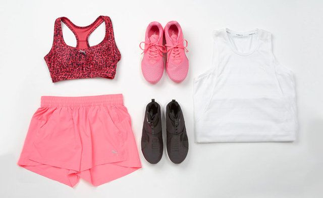 Clothing, Pink, White, Product, Shorts, Footwear, Outerwear, Crop top, Shoe, Sportswear, 