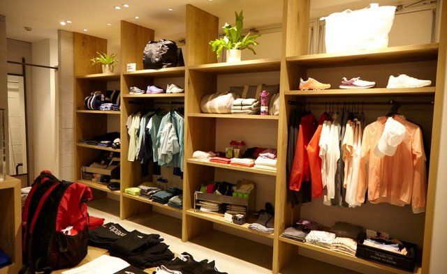 Room, Shelf, Furniture, Closet, Shelving, Boutique, Wardrobe, Building, Footwear, Retail, 