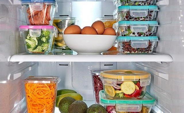 Refrigerator, Food storage containers, Major appliance, Kitchen appliance, Home appliance, Food group, Preserved food, Food, Pantry, Mason jar, 