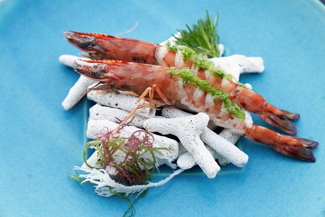 Dish, Food, Cuisine, Seafood, Botan shrimp, Ingredient, Lobster, Caridean shrimp, Scampi, Asparagus, 