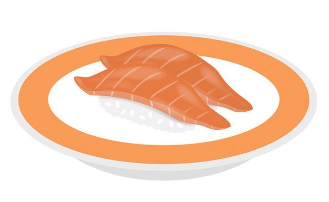 Sashimi, Fish slice, Smoked salmon, Sushi, Dish, Illustration, Salmon, Orange, Cuisine, Food, 