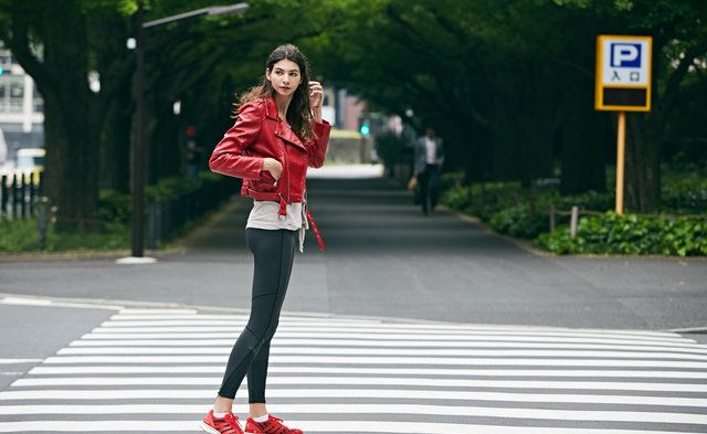Photograph, Red, White, Street fashion, Clothing, Beauty, Snapshot, Footwear, Fashion, Road, 