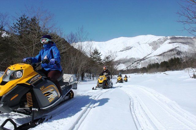 Land vehicle, Vehicle, Snowmobile, Snow, Winter, Motorsport, Winter sport, Racing, Geological phenomenon, Tree, 