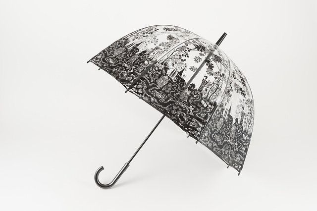 Umbrella, Leaf, Fashion accessory, Black-and-white, Illustration, 