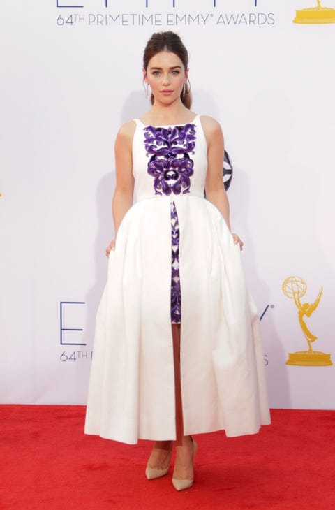 <p>When have you seen panniers at an awards show? Fifty dragon eggs for Khaleesi's Chanel dress.  </p>