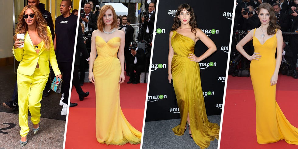 yellow red carpet gowns