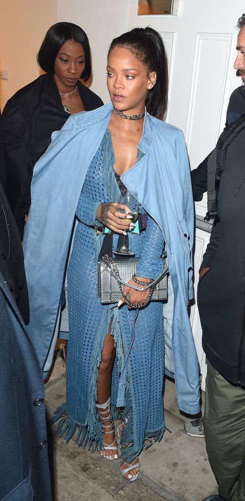 Rihanna Leaving with Wine Glasses Photos