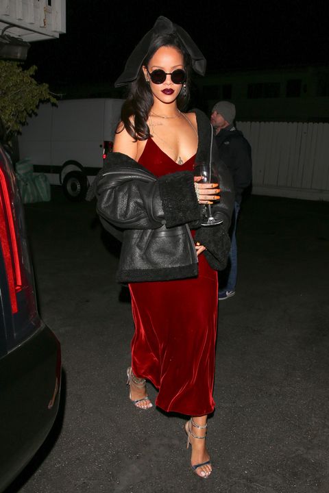 Rihanna Leaving With Wine Glasses Photos