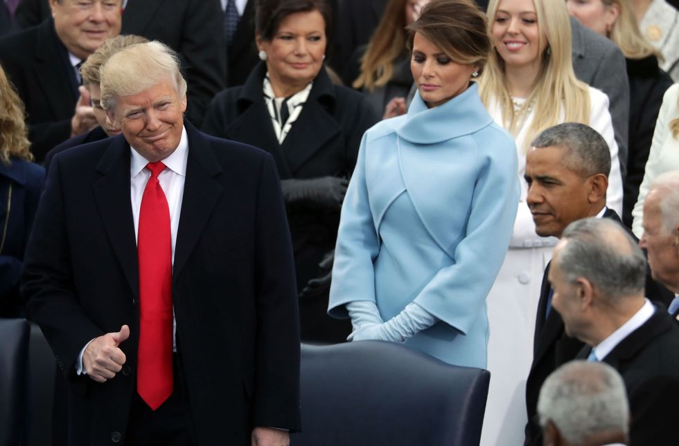 Melania Trump Frowning at Donald Trump's Inauguration Ceremony