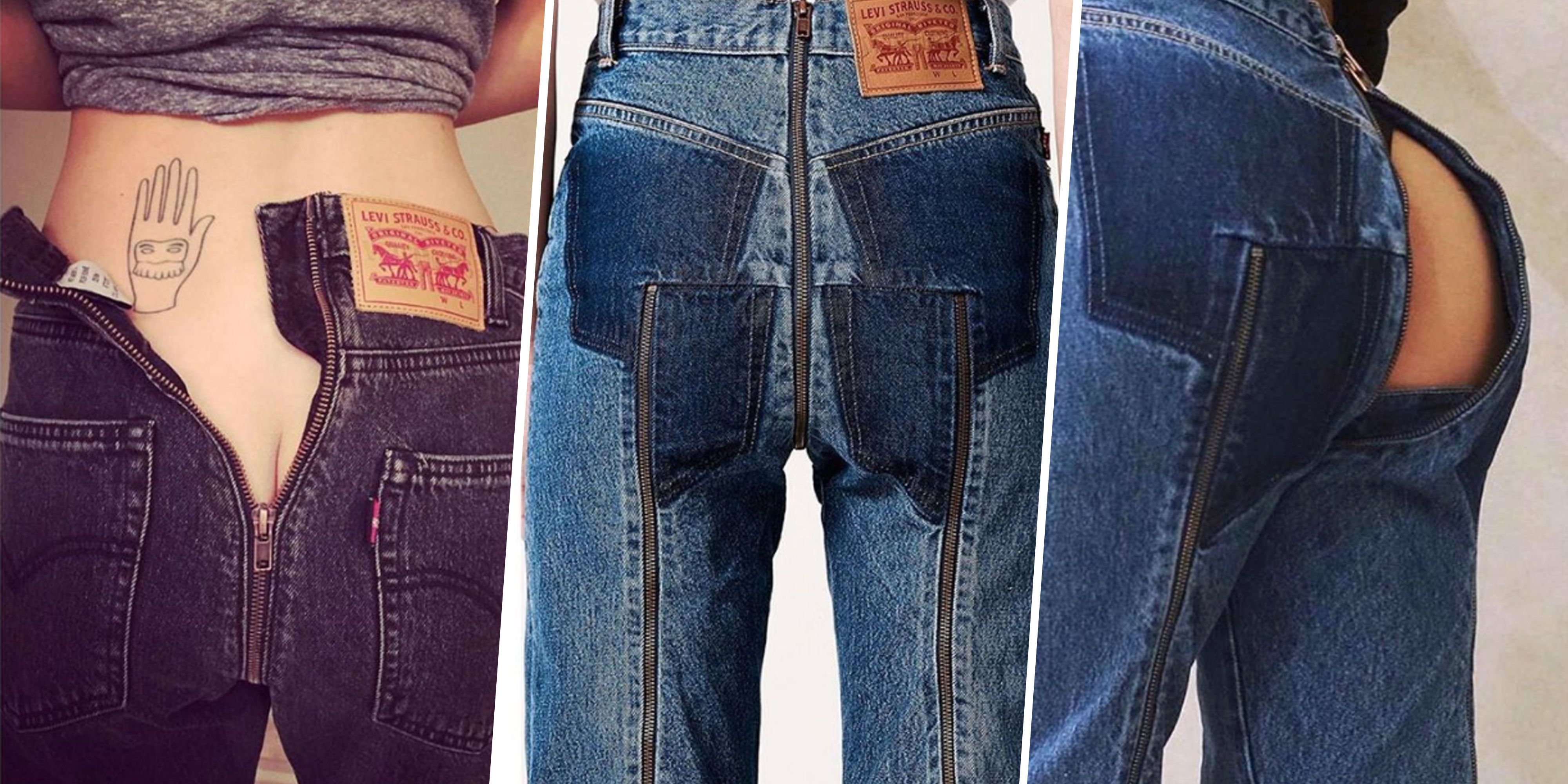 zip bum jeans