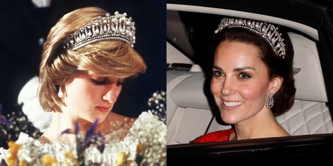 <p>Most commonly associated with Princess Diana, the <a href="http://www.telegraph.co.uk/news/uknews/kate-middleton/12040776/Duchess-of-Cambridge-wears-Princess-Dianas-favourite-tiara-to-diplomatic-reception-at-Buckingham-Palace.html" target="_blank" data-tracking-id="recirc-text-link">tiara</a> was made for Queen Mary in the early 1900s before being passed to Queen Elizabeth. She gave it to Princess Diana as a wedding gift, and it's also been seen on Kate Middleton.</p>