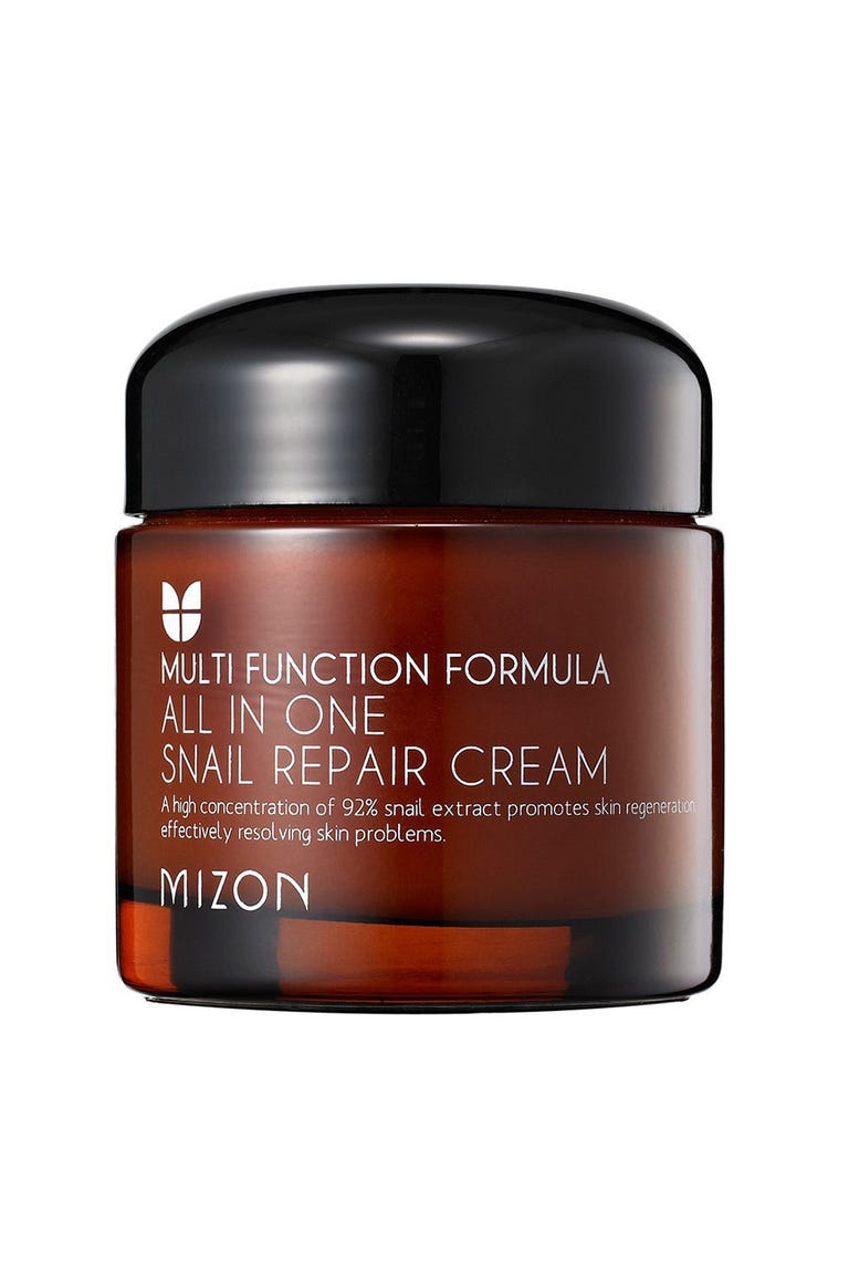 Then Massage on a Cream <p>Yes, snails seem like a gimmicky marketing ploy, but they're a staple in K-beauty, thanks to the skin tone-evening powers in their mucin. And this lightweight, mattifying face cream is filled with 92-percent snail extract, making it a dark-spot fading powerhouse.</p><p><i data-redactor-tag="i">Mizon All-In-One Snail Repair Cream, $12</i></p><p><strong data-redactor-tag="strong">BUY IT: <a href="https://www.amazon.com/MIZON-Snail-Repair-Cream-Grams/dp/B00AF63QQE?th=1">amazon.com</a>.</strong></p>