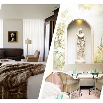 Green, Room, Interior design, Table, Furniture, Textile, House, Brunch, Plant, Living room, 