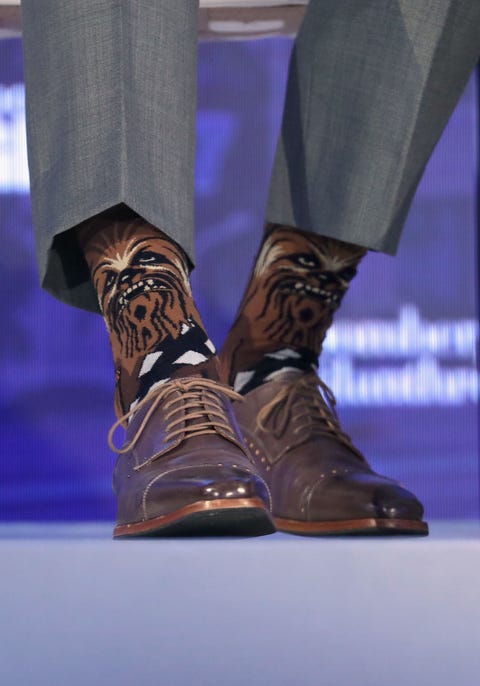 Justin Trudeau Wears Chewbacca Socks to Business Panels in New York