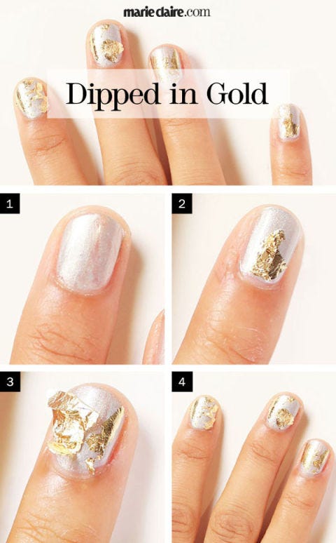 Dipped Gold Nail Polish Designs Before Beginning File Your Nails To The Desired Shape And Ly A Base Coat We Like Orly S Rubberized Then Two Coats Of Silver Nail Polish