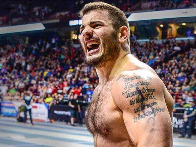 Barechested, Wrestler, Chest, Muscle, Facial hair, Professional wrestling, Tattoo, Contact sport, Sports, Championship, 